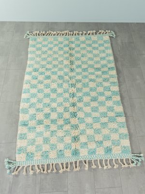 Skyblue Check Berber Rug, 2010s-GPP-1383317