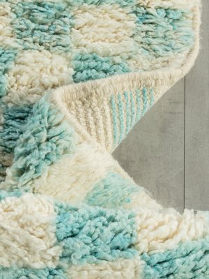 Skyblue Check Berber Rug, 2010s-GPP-1383317