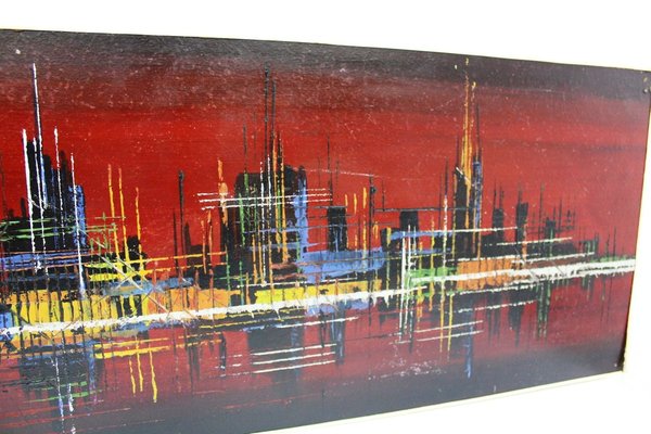 Skyline Acrylic Painting, 1970s-ZWH-750364