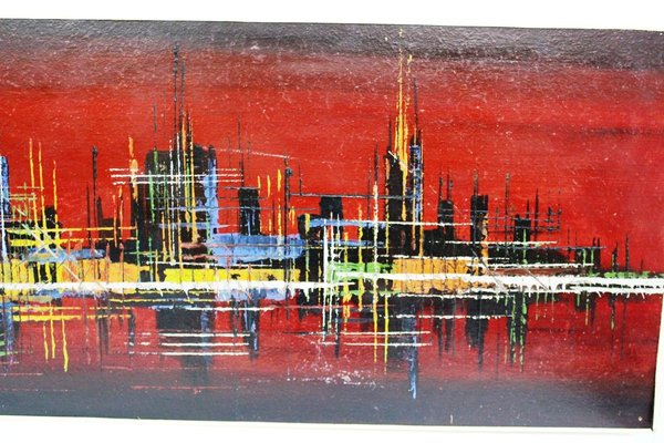 Skyline Acrylic Painting, 1970s-ZWH-750364