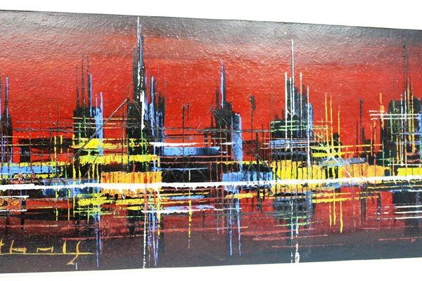 Skyline Acrylic Painting, 1970s-ZWH-750364