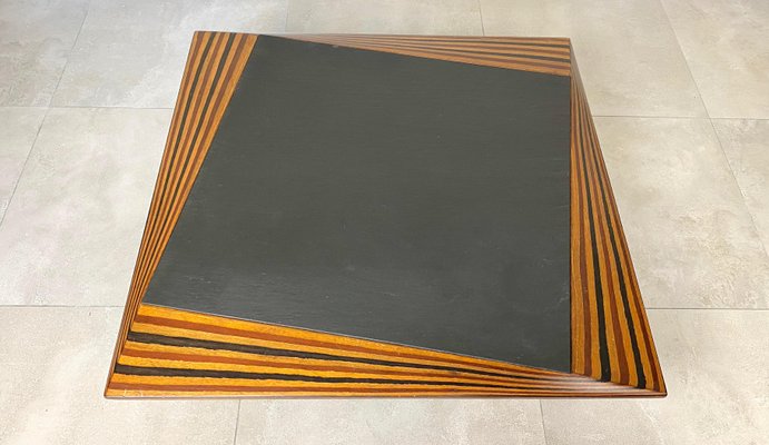 Slate & Wood Low Coffee Table, Italy, 1980s-LYQ-1171541