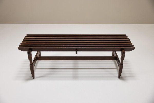 Slatted Bench in Meranti Wood, Italy, 1950s-UQV-1795571