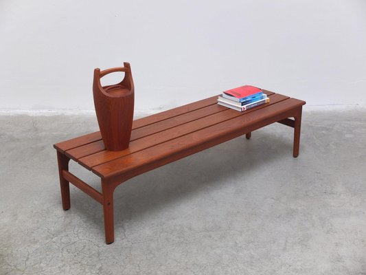 Slatted Bench or Coffee Table in Teak by Yngvar Sandström for Sëffle, 1960s-MHV-1745001