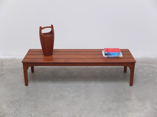 Slatted Bench or Coffee Table in Teak by Yngvar Sandström for Sëffle, 1960s-MHV-1745001