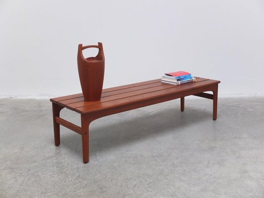 Slatted Bench or Coffee Table in Teak by Yngvar Sandström for Sëffle, 1960s-MHV-1745001