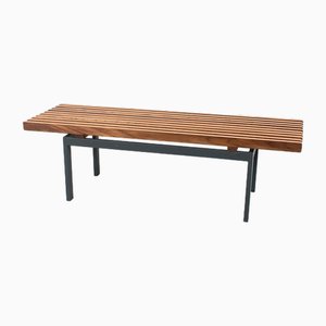 Slatted Bench with Metal Frame-OKG-2020982