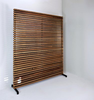 Slatted Wood Panel Room Divider or Slatted Coat Rack-NYF-2018933