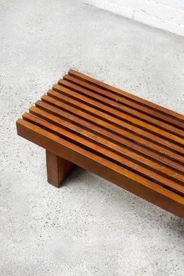 Slatted Wooden Bench or Coffee Table in the style of Charlotte Perriand-WUY-2034733