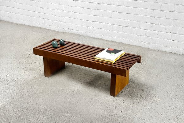 Slatted Wooden Bench or Coffee Table in the style of Charlotte Perriand-WUY-2034733