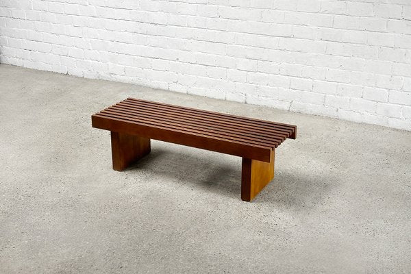 Slatted Wooden Bench or Coffee Table in the style of Charlotte Perriand-WUY-2034733