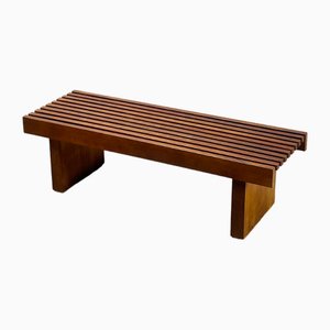 Slatted Wooden Bench or Coffee Table in the style of Charlotte Perriand-WUY-2034733