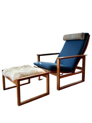 Sled Chair Bm2254 & Footstool Bm2248 by Børge Mogensen for Fredericia Stolfabrik, Denmark, 1960s, Set of 2-GQD-2025955