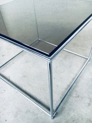 Sleek Design Metal & Fumé Glass Square Side Table, 1970s-RQV-850267