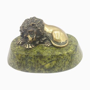 Sleepy Lion Sculpture in Bronze, France-TCS-1180854