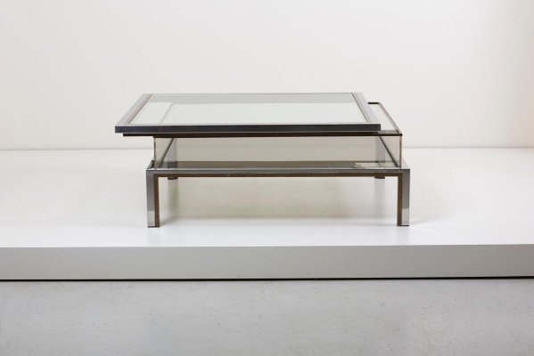 Sliding Top Coffee Table in Brass and Chrome by Maison Jansen, 1970s-VLZ-631941