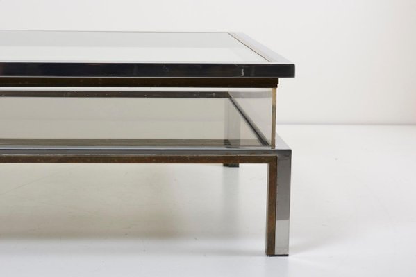 Sliding Top Coffee Table in Brass and Chrome by Maison Jansen, 1970s-VLZ-631941