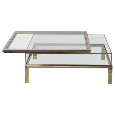 Sliding Top Coffee Table in Brass and Chrome from Maison Jansen, 1970s-VLZ-631919