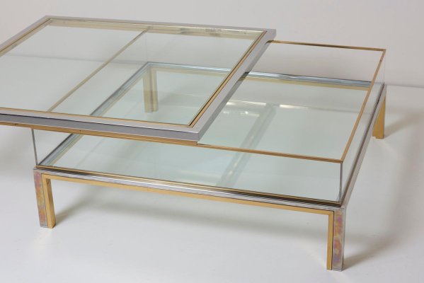 Sliding Top Coffee Table in Brass and Chrome from Maison Jansen, 1970s-VLZ-631919