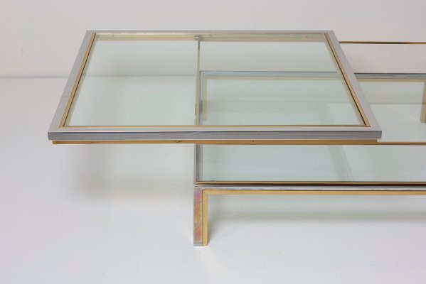 Sliding Top Coffee Table in Brass and Chrome from Maison Jansen, 1970s-VLZ-631919