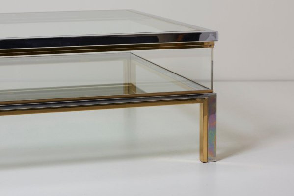 Sliding Top Coffee Table in Brass and Chrome from Maison Jansen, 1970s-VLZ-631919