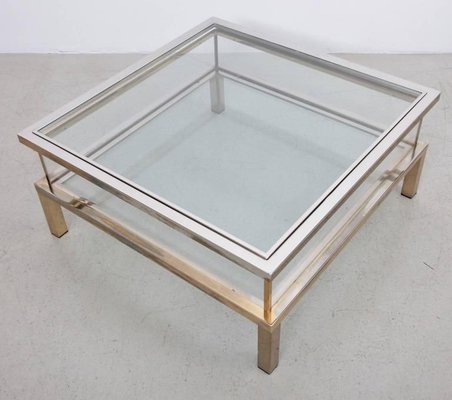 Sliding Top Coffee Table in Brass and Chrome from Maison Jansen, 1970s-VLZ-631981