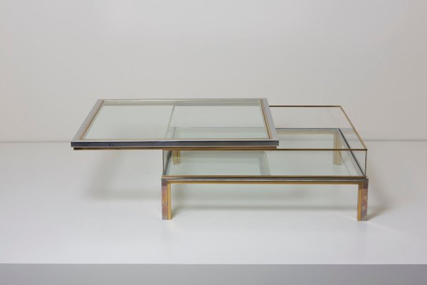 Sliding Top Coffee Table in Brass and Chrome from Maison Jansen, 1970s-VLZ-631919