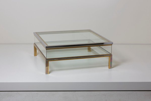 Sliding Top Coffee Table in Brass and Chrome from Maison Jansen, 1970s-VLZ-631919