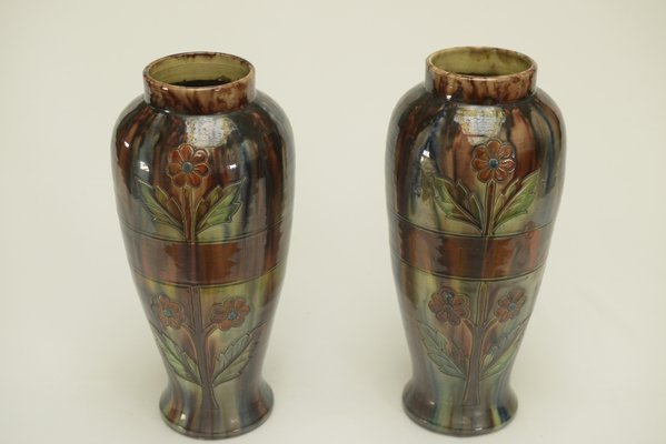 Slip Vases from the Early 20th Century Stamped Belgium 158, 1890s, Set of 2-NEN-2031490