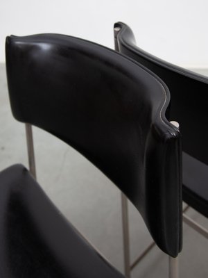 SM08 Dining Chairs in Black Leather attributed to Cees Braakman for Pastoe, 1960s, Set of 6-KL-1812105