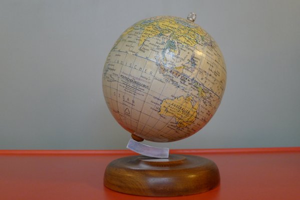 Small 11 cm Globe on Wood Stand from Paul Räth & Hermann Haack, 1940s-VRE-713602