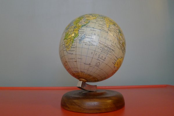 Small 11 cm Globe on Wood Stand from Paul Räth & Hermann Haack, 1940s-VRE-713602