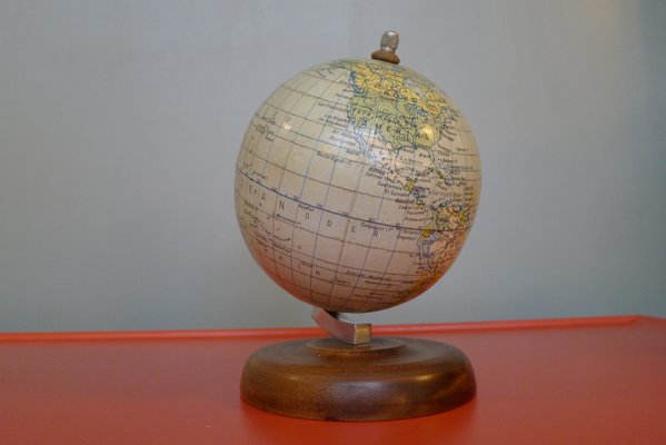 Small 11 cm Globe on Wood Stand from Paul Räth & Hermann Haack, 1940s-VRE-713602