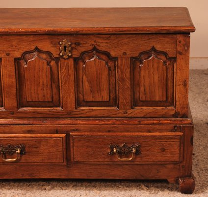 Small 18th Century English Chest in Oak-HPU-1057005