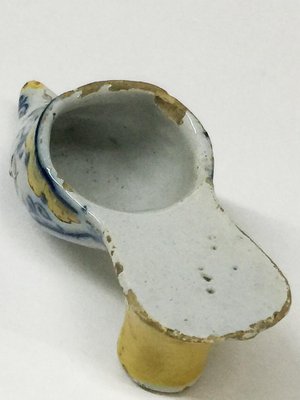 Small 18th Century Polychrome Earthenware Shoe Slippery from Makkum, Netherlands-UCH-1224658