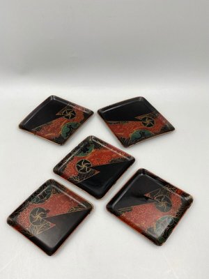 Small 19th Century Dishes in Japanese Lacquer, Set of 5-QKG-1357212