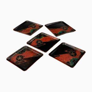 Small 19th Century Dishes in Japanese Lacquer, Set of 5-QKG-1357212