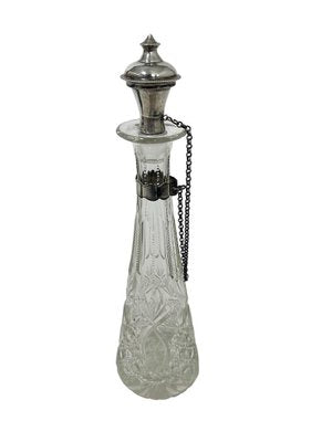 Small 19th Century Dutch Crystal Glass Cut Decanter with Silver-UCH-1746728