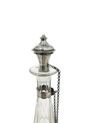 Small 19th Century Dutch Crystal Glass Cut Decanter with Silver-UCH-1746728