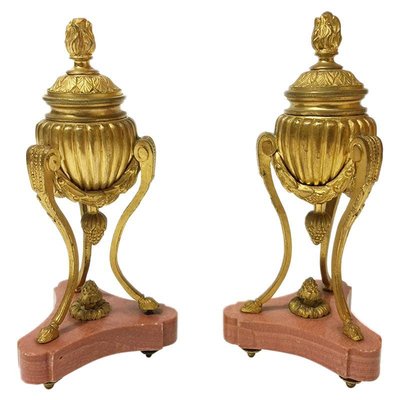 Small 19th Century French Gilt Bronze Cassolettes, Set of 2-UCH-1224593