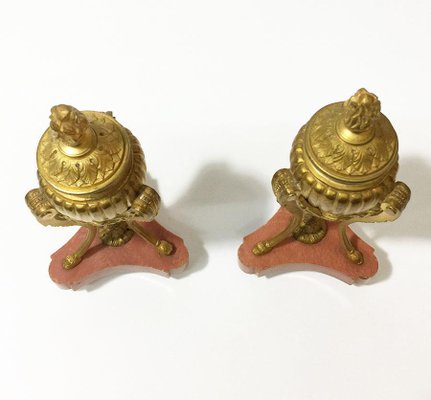 Small 19th Century French Gilt Bronze Cassolettes, Set of 2-UCH-1224593