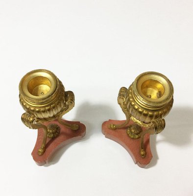 Small 19th Century French Gilt Bronze Cassolettes, Set of 2-UCH-1224593