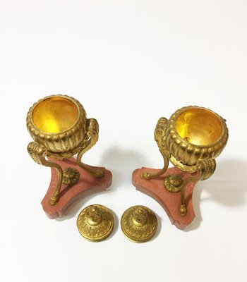 Small 19th Century French Gilt Bronze Cassolettes, Set of 2-UCH-1224593