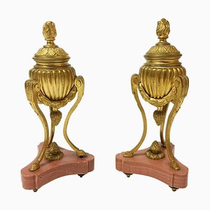 Small 19th Century French Gilt Bronze Cassolettes, Set of 2-UCH-1224593