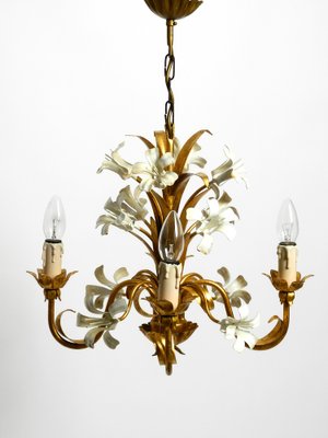 Small 4-Arm Gold-Plated Metal Chandelier, 1960s-RR-1754666