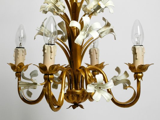 Small 4-Arm Gold-Plated Metal Chandelier, 1960s-RR-1754666