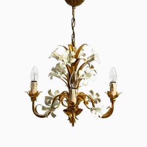 Small 4-Arm Gold-Plated Metal Chandelier, 1960s-RR-1754666