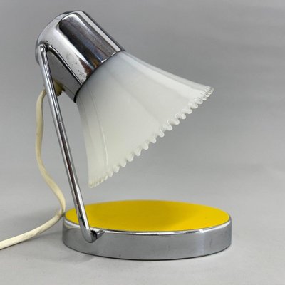 Small Adjustable Milk Glass and Chrome Table Lamp, 1960s-TZ-1388035