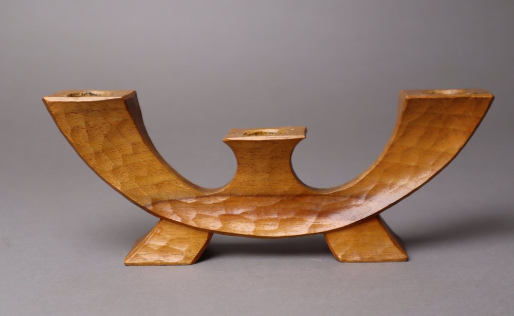 Small Anthroposophical Waldorf Candleholder in Carved Wood, 1940