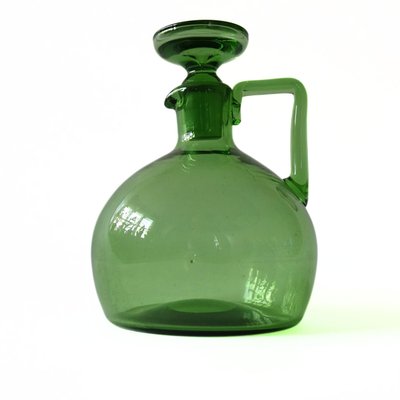 Small Antique Art Deco Green Art Glass Decanter attributed to Kosta-JKV-2031830